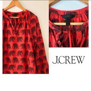 J.Crew Women's Size 4 Coral Elephant Print Blouse
